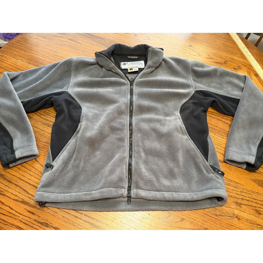 Columbia Titanium Fleece Jacket Womens Medium Grey Black Full Zip Interchange
